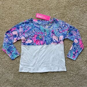 Lilly Pulitzer Pink and Blue Floral Long Sleeve Tee